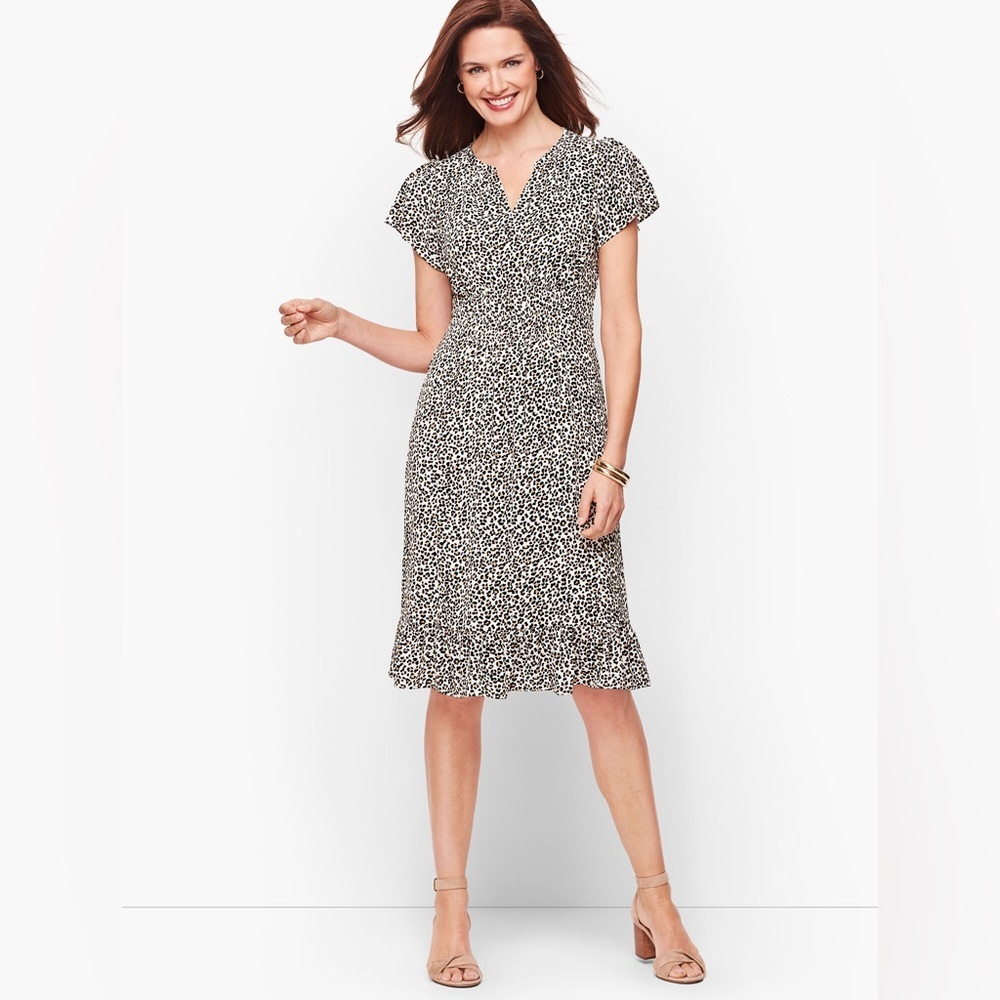 TALBOTS LEOPARD FLUTTER SLEEVE A-LINE DRESS - image 2